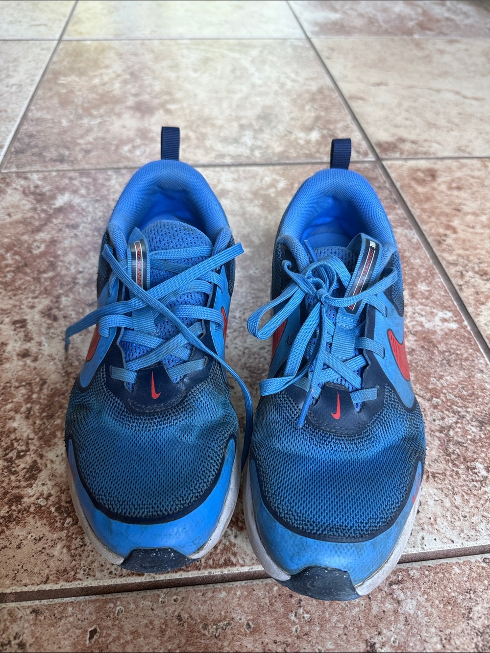 Nike Kids Blue Sneakers with Red Swoosh